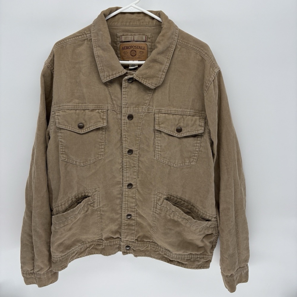 Vintage Aeropostale Snap Down Corduroy Chore Jacket Utility Barn Tan Men XL